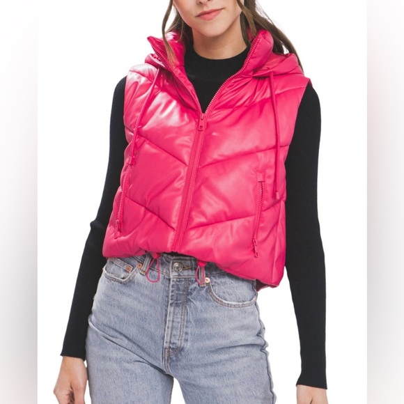 Love Tree Other - Love Tree Bright Pink Girl Vest, Faux Leather, Size Small.